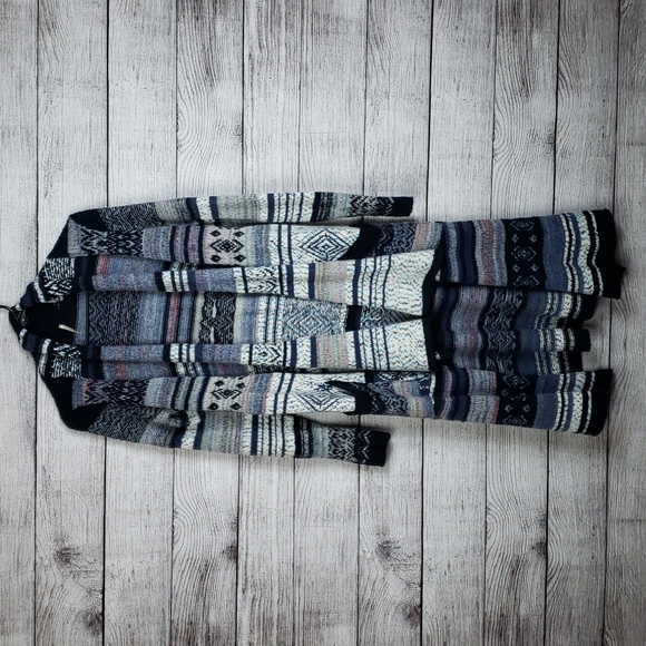 Free People Fairisle Yesterday's Smile Boho Aztec Cascading Waterfall Cardigan - Picture 2 of 6